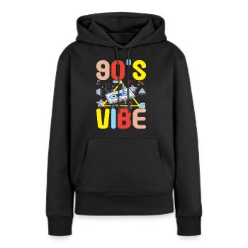 Fête des années 90, 90 années 90 - Sweat à capuche Premium bio Femme - noir - Devant - Julia (174cm)