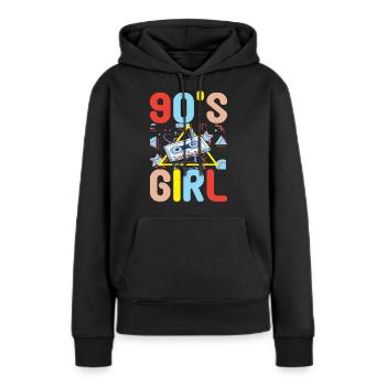Fête des années 90, 90 années 90 - Sweat à capuche Premium bio Femme - noir - Devant - Julia (174cm)