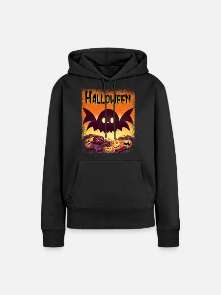 Halloween Geist - Frauen Premium Bio Hoodie - Schwarz