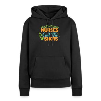 INFIRMIÈRE Infirmière - Sweat à capuche Premium bio Femme - noir - Devant - Julia (174cm)