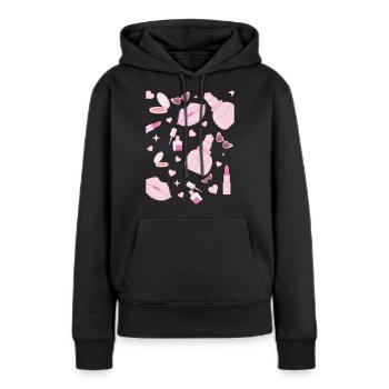 Coquette Esthétique Rose Motif Centre-ville Esthétique - Sweat à capuche Premium bio Femme - noir - Devant - Julia (174cm)