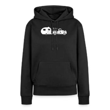 Nous dormons autour - Sweat à capuche Premium bio Femme - noir - Devant - Julia (174cm)
