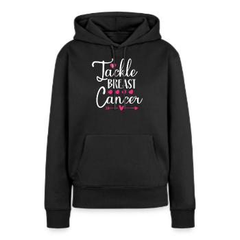 Brustkrebs bekämpfen - Frauen Premium Bio Hoodie - Schwarz - Vorne - Julia (174cm)