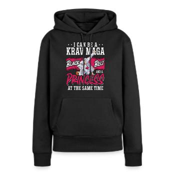 Krav Maga Je peux être un combattant de princesse de combat rapproché - Sweat à capuche Premium bio Femme - noir - Devant - Julia (174cm)