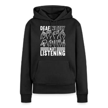 Sourds sourds muets sourds - Sweat à capuche Premium bio Femme - noir - Devant - Julia (174cm)