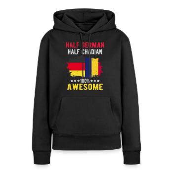 Moitié allemand Moitié Chader - Sweat à capuche Premium bio Femme - noir - Devant - Julia (174cm)
