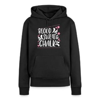 Sueur de sang et craie - Idée cadeau de gymnaste fière - Sweat à capuche Premium bio Femme - noir - Devant - Julia (174cm)