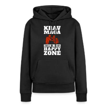 Krav Maga m’emmène dans un chasseur de défense de combat rapproché - Sweat à capuche Premium bio Femme - noir - Devant - Julia (174cm)
