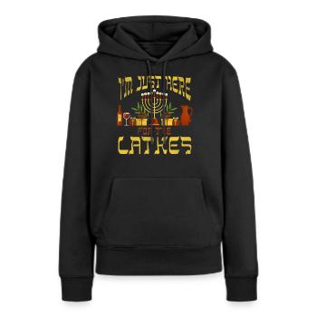 Pour Latkes Juifs de Noël Juifs Hanoukka Éléments - Sweat à capuche Premium bio Femme - noir - Devant - Julia (174cm)