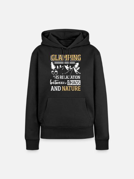 Glamping Glamouröses Camping - Frauen Premium Bio Hoodie - Schwarz