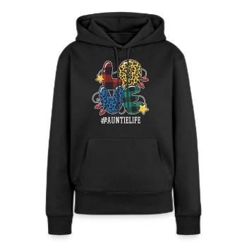 Pattern Aunt Family Love Christmas - Frauen Premium Bio Hoodie - Schwarz - Vorne - Julia (174cm)