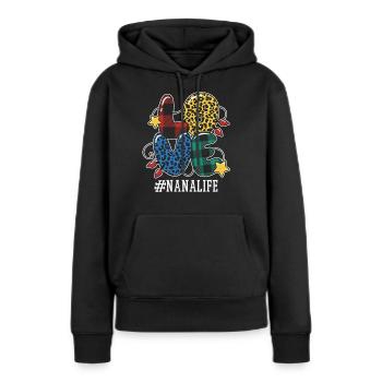 Pattern Grandmom Mama Family Love Christmas - Frauen Premium Bio Hoodie - Schwarz - Vorne - Julia (174cm)