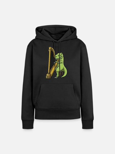 Dinosaurier Harfe Instrument Orchester - Frauen Premium Bio Hoodie - Schwarz