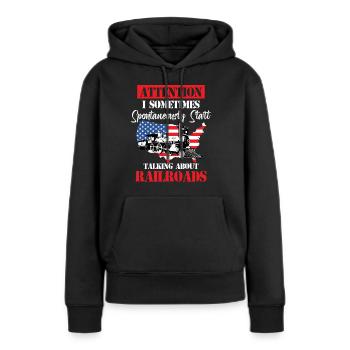 Spontan sprechende Eisenbahnen - Frauen Premium Bio Hoodie - Schwarz - Vorne - Julia (174cm)