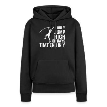 Lustiger Stabhochsprung Stabhochsprung - Frauen Premium Bio Hoodie - Schwarz - Vorne - Julia (174cm)