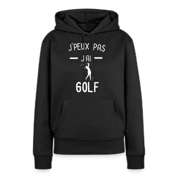 je peux pas j'ai golf femme - Sweat à capuche Premium bio Femme - noir - Devant - Julia (174cm)