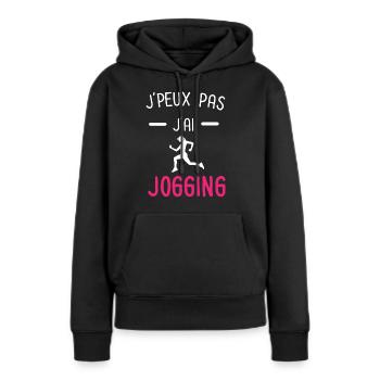 je peux pas j'ai jogging rose - Sweat à capuche Premium bio Femme - noir - Devant - Julia (174cm)