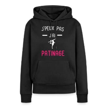 je peux pas j'ai patinage sport rose - Sweat à capuche Premium bio Femme - noir - Devant - Julia (174cm)