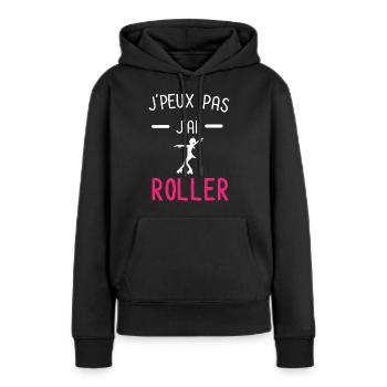 je peux pas j'ai roller rose - Sweat à capuche Premium bio Femme - noir - Devant - Julia (174cm)
