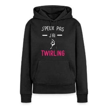 je peux pas j'ai twirling rose - Sweat à capuche Premium bio Femme - noir - Devant - Julia (174cm)