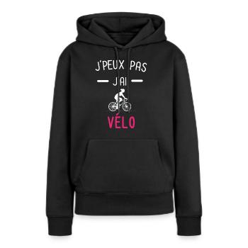 je peux pas j'ai vélo cyclisme rose - Sweat à capuche Premium bio Femme - noir - Devant - Julia (174cm)