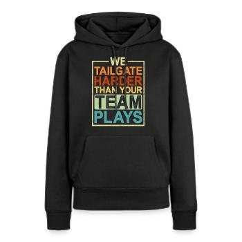 Nous suivons le hayon plus fort que votre équipe ne joue - Sweat à capuche Premium bio Femme - noir - Devant - Julia (174cm)