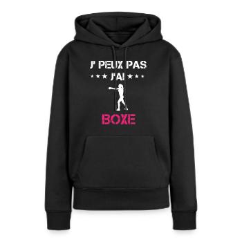 je peux pas j'ai boxe cadeau rose - Sweat à capuche Premium bio Femme - noir - Devant - Julia (174cm)