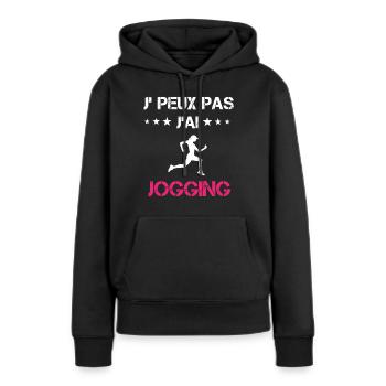 je peux pas j'ai jogging cadeau rose - Sweat à capuche Premium bio Femme - noir - Devant - Julia (174cm)