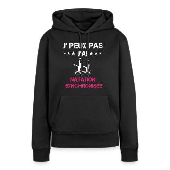 je peux pas j'ai natation cadeau rose - Sweat à capuche Premium bio Femme - noir - Devant - Julia (174cm)