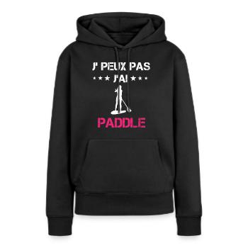 je peux pas j'ai paddle cadeau rose - Sweat à capuche Premium bio Femme - noir - Devant - Julia (174cm)