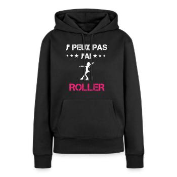 je peux pas j'ai roller cadeau rose - Sweat à capuche Premium bio Femme - noir - Devant - Julia (174cm)