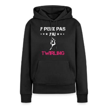 je peux pas j'ai twirling cadeau rose - Sweat à capuche Premium bio Femme - noir - Devant - Julia (174cm)