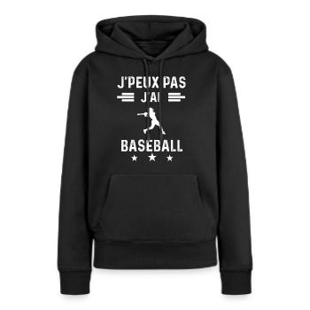 je peux pas j'ai baseball sport femme cadeau - Sweat à capuche Premium bio Femme - noir - Devant - Julia (174cm)