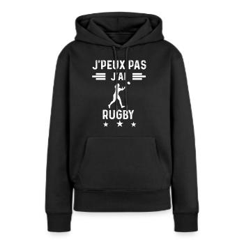 je peux pas j'ai rugby sport femme cadeau - Sweat à capuche Premium bio Femme - noir - Devant - Julia (174cm)