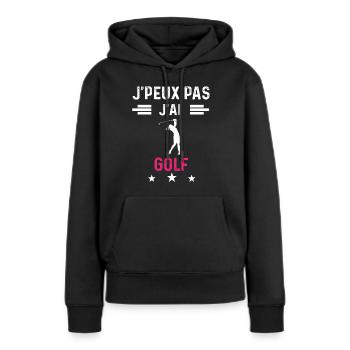 je peux pas j'ai golf drôle femme - Sweat à capuche Premium bio Femme - noir - Devant - Julia (174cm)