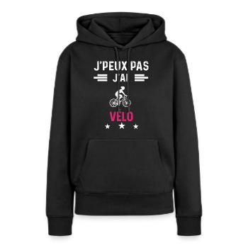 je peux pas j'ai vélo drôle femme - Sweat à capuche Premium bio Femme - noir - Devant - Julia (174cm)
