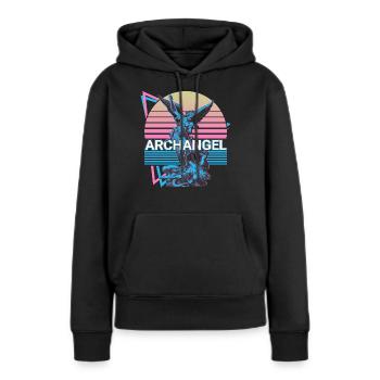 Erzengel Michael Sankt Michael Retro - Frauen Premium Bio Hoodie - Schwarz - Vorne - Julia (174cm)