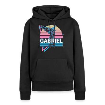 Gabriel Erzengel Retro - Frauen Premium Bio Hoodie - Schwarz - Vorne - Julia (174cm)