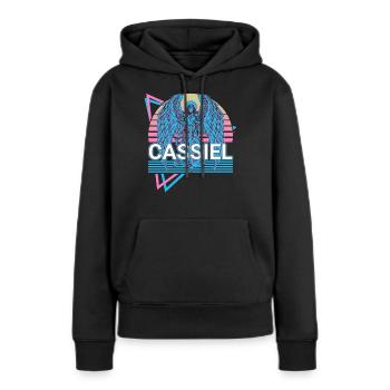 Cassiel Erzengel Retro - Frauen Premium Bio Hoodie - Schwarz - Vorne - Julia (174cm)
