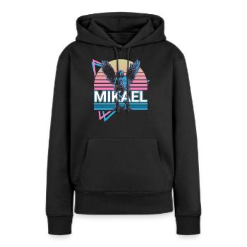 Mikael Erzengel Retro - Frauen Premium Bio Hoodie - Schwarz - Vorne - Julia (174cm)