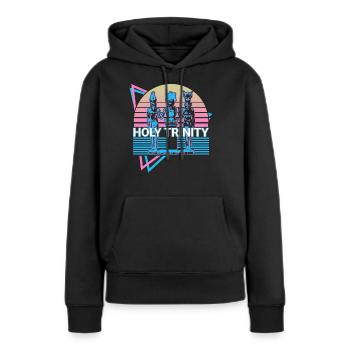 Sainte Trinité Rétro - Sweat à capuche Premium bio Femme - noir - Devant - Julia (174cm)