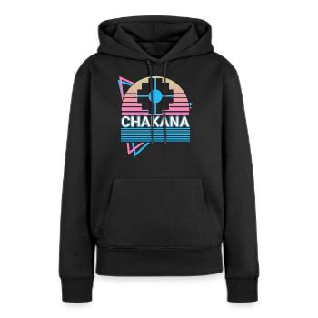 Chakana Inca Cross Rétro - Sweat à capuche Premium bio Femme - noir - Devant - Julia (174cm)