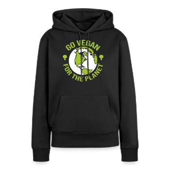 Devenez végétalien pour la planète - Activiste - Sweat à capuche Premium bio Femme - noir - Devant - Julia (174cm)