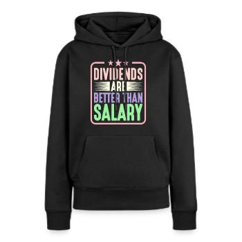 Les dividendes valent mieux que le salaire 5 - Sweat à capuche Premium bio Femme - noir - Devant - Julia (174cm)