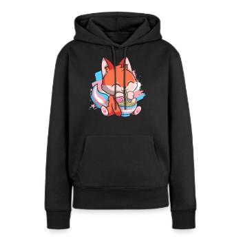 Transgender Pride Kawaii Fox Ramen Noodles Trans - Sweat à capuche Premium bio Femme - noir - Devant - Julia (174cm)