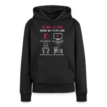basketball temps libre cadeau basketteuse femme - Sweat à capuche Premium bio Femme - noir - Devant - Julia (174cm)