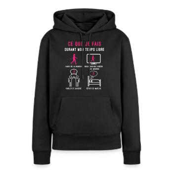 marche temps libre cadeau marcheuse femme - Sweat à capuche Premium bio Femme - noir - Devant - Julia (174cm)