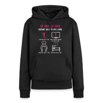 tir à l'arc temps libre cadeau archère femme - Sweat à capuche Premium bio Femme - noir - Devant - Julia (174cm)
