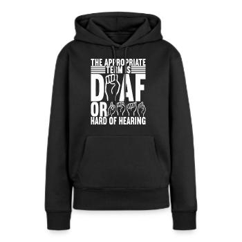 Sourds sourds muets sourds - Sweat à capuche Premium bio Femme - noir - Devant - Julia (174cm)