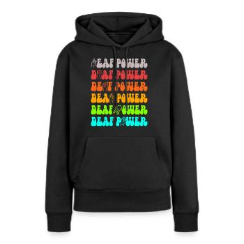 Sourds sourds muets sourds - Sweat à capuche Premium bio Femme - noir - Devant - Julia (174cm)